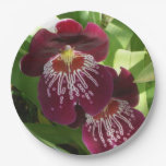 Maroon Orchids II Elegant Floral Paper Plates