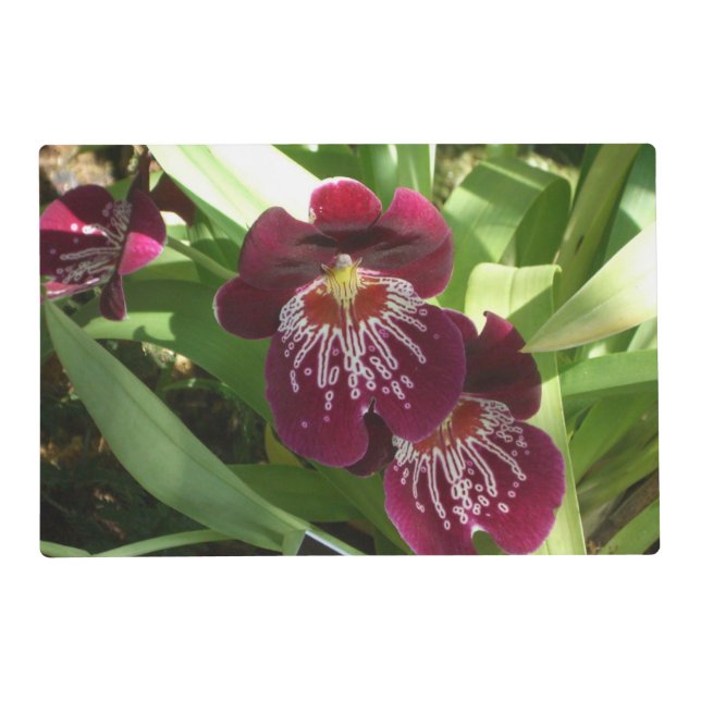 Maroon Orchids II Elegant Floral Placemat (Front)
