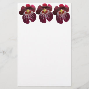 Maroon Orchids II Elegant Floral Stationery
