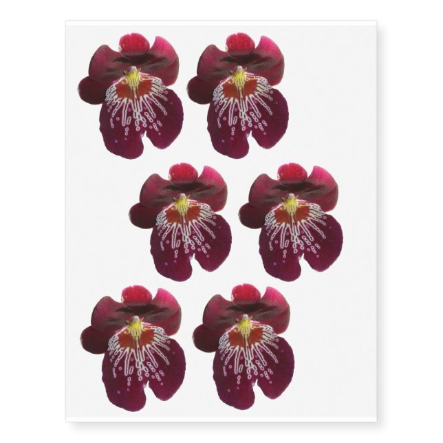 Maroon Orchids II Elegant Floral Temporary Tattoos (Front)