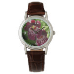 Maroon Orchids II Elegant Floral Watch