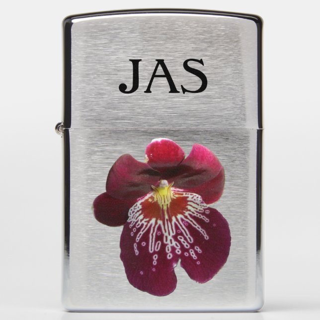 Maroon Orchids II Elegant Floral Zippo Lighter (Front)