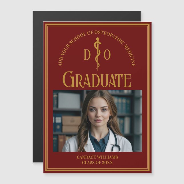 Maroon Osteopathic Medical School Graduate Magnet (Front/Back)