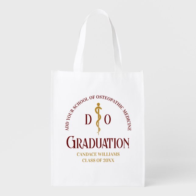 Maroon Osteopathic Medical School Graduation Grocery Bag (Front)