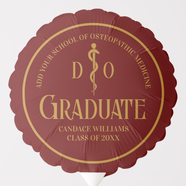 Maroon Osteopathic Medical School Graduation Party Balloon (Front)