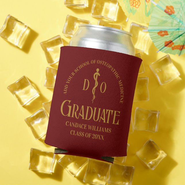 Maroon Osteopathic Medical School Graduation Party Can Cooler (In Situ Summer)