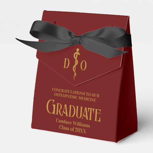 Maroon Osteopathic Medical School Graduation Party Favor Boxes (Front Side)