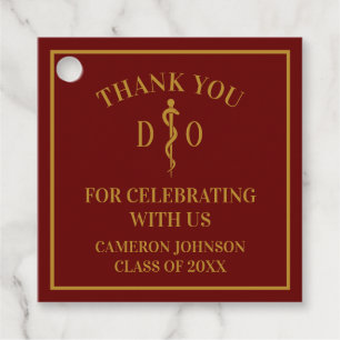 Maroon Osteopathic Medical School Graduation Party Favor Tags