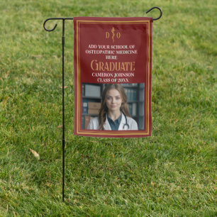 Maroon Osteopathic Medical School Graduation Photo Garden Flag