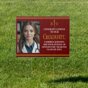 Maroon Osteopathic Medical School Graduation Yard Sign