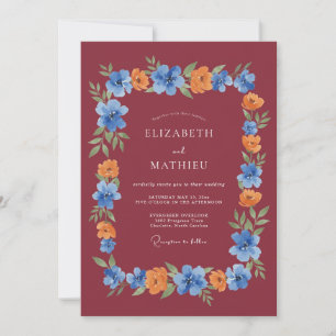 Maroon Painterly Autumnal Wedding Invitation