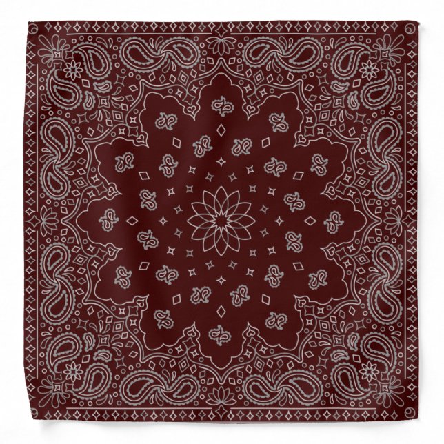 Maroon Paisley Pattern Bandana (Front)
