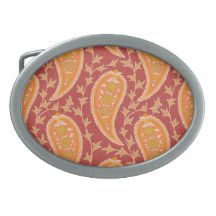 Maroon Paisley: Turkish Cucumber Ornament. Belt Buckle