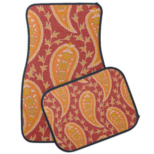 Maroon Paisley: Turkish Cucumber Ornament. Car Floor Mat