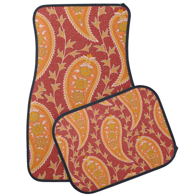 Maroon Paisley: Turkish Cucumber Ornament. Car Floor Mat (Set)