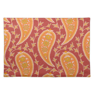 Maroon Paisley: Turkish Cucumber Ornament. Cloth Placemat
