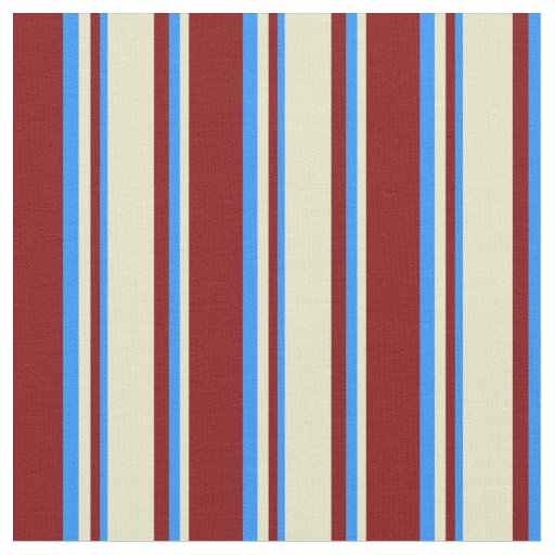 Maroon, Pale Goldenrod & Blue Colored Pattern Fabric
