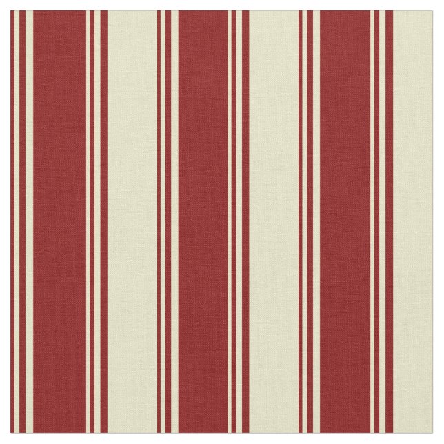 Maroon & Pale Goldenrod Striped Pattern Fabric (Close Up)