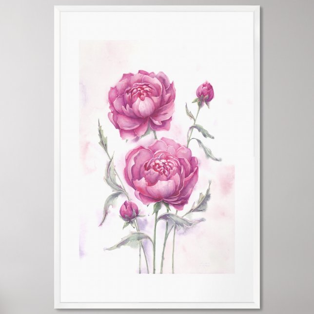 Maroon Peonies Framed Art (Framed Front)