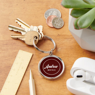 Maroon Personalized Wedding Best Man Keychain