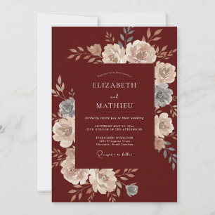 Maroon Petal Wedding Invitation