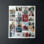 Maroon Photo Collage Happy Birthday Name & Age Tapestry<br><div class="desc">Tapestry for a birthday celebration featuring a photo collage of 19 photos, name, and age. Perfect for big celebrations where you can add lots of photos from the long life of the birthday celebrator. Birthday party decor in the form of a tapestry personalized with photos, name, and age in white...</div>