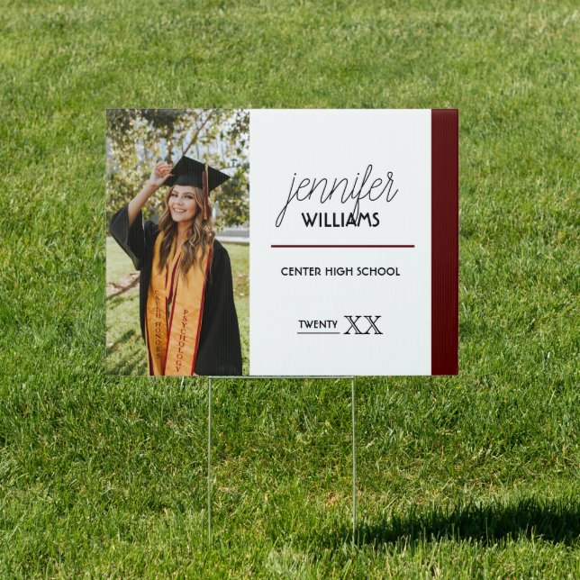 Maroon Photo Graduation Yard Sign (Insitu)