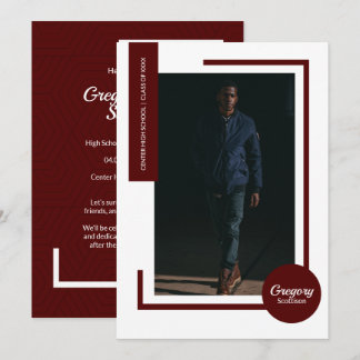 Maroon Photo Ultra Modern Photo Graduation Invite