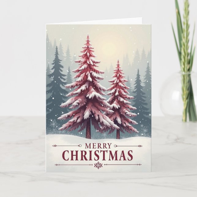 Maroon Pine Christmas Card (Front)