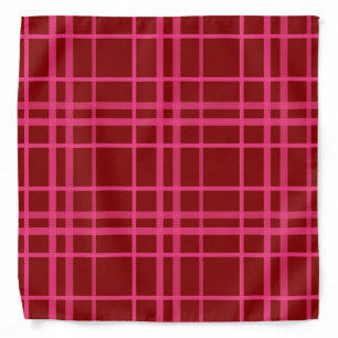Maroon Pink Check Grid Plaid Design  Bandana