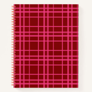 Maroon Pink Check Grid Plaid Design  Notebook