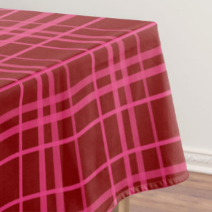 Maroon Pink Check Grid Plaid Design  Tablecloth