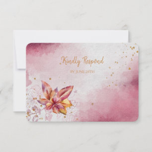 Maroon Pink Floral Modern Menu RSVP