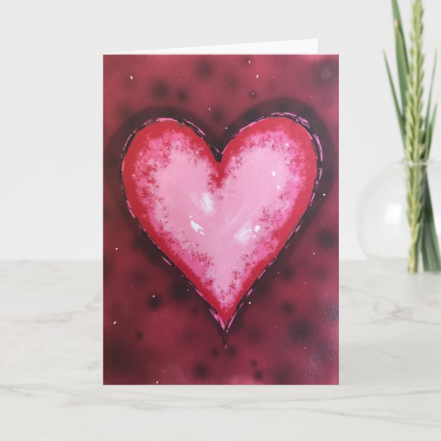 Maroon Pink Grungy Valentines Day Card (Front)