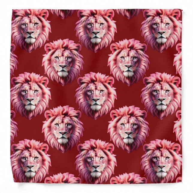 Maroon Pink Lion Head Design  Bandana (Front)