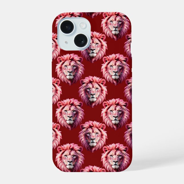 Maroon Pink Lion Head Design  Iphone Case (Back)