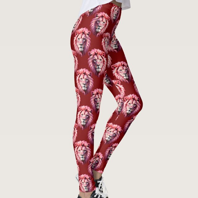 Maroon Pink Lion Head Design  Leggings (Creator Uploaded)