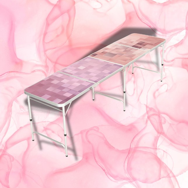 Maroon & Pink Pixel Art | Regulation  Beer Pong Table (Creator Uploaded)