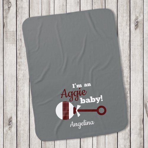 Maroon Plaid Rattle Aggie Baby Blanket