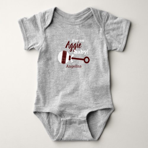 Maroon Plaid Rattle Aggie Baby Bodysuit