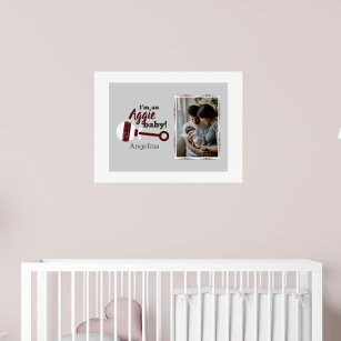 Maroon Plaid Rattle Aggie Baby Photo Poster