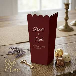 Maroon Popcorn Favor Box for Elegant Celebrations