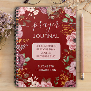 Maroon Proverbs 31 flower prayer journal notebook