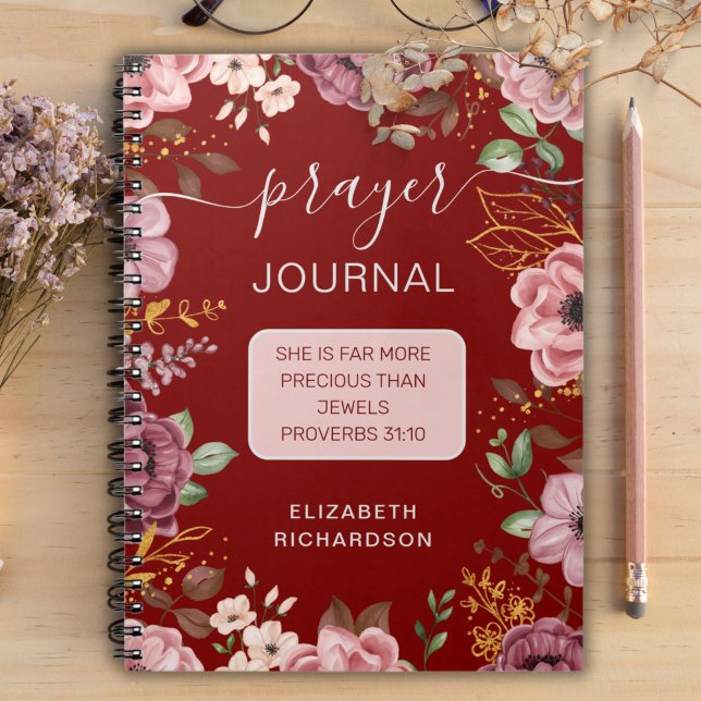 Maroon Proverbs 31 flower prayer journal notebook (Creator Uploaded)