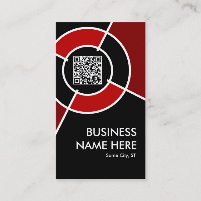maroon QR code and logo target Business Card (Front)