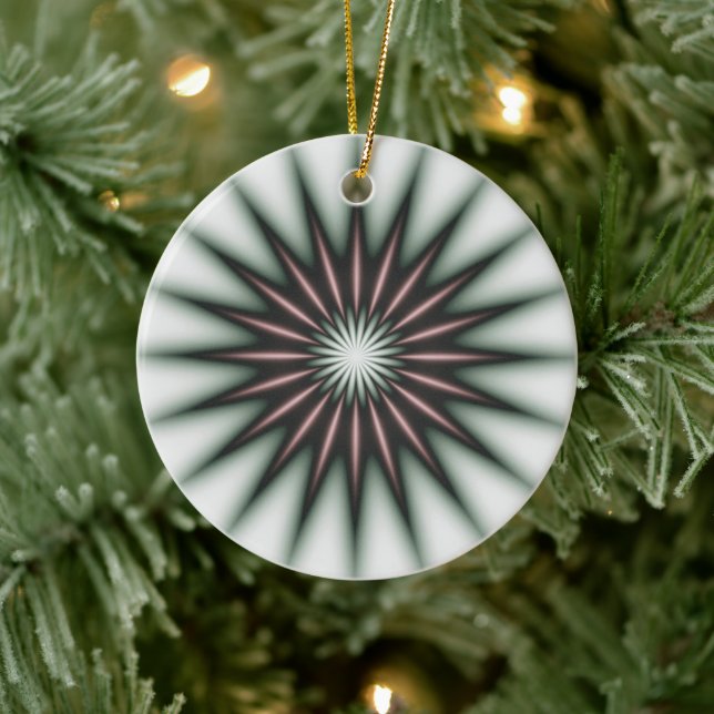 Maroon Radiant Pattern Ceramic Ornament (Tree)