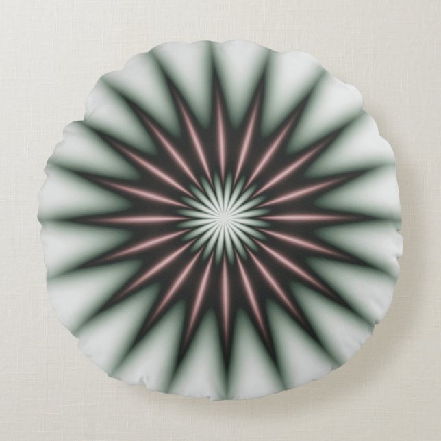 Maroon Radiant Pattern  Round Pillow (Front)