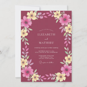 Maroon Radiant Spring Wedding Invitation