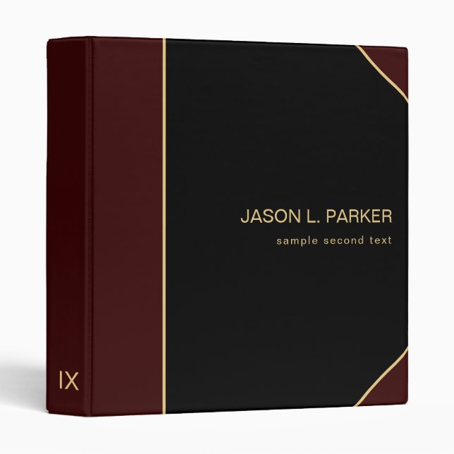 Maroon Red And Black 3 Ring Binder (Front/Spine)