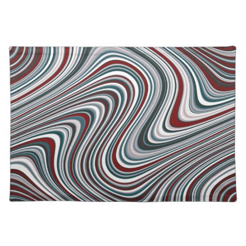 Maroon Red and Teal Blue Abstract Curvy Shapes Cloth Placemat
